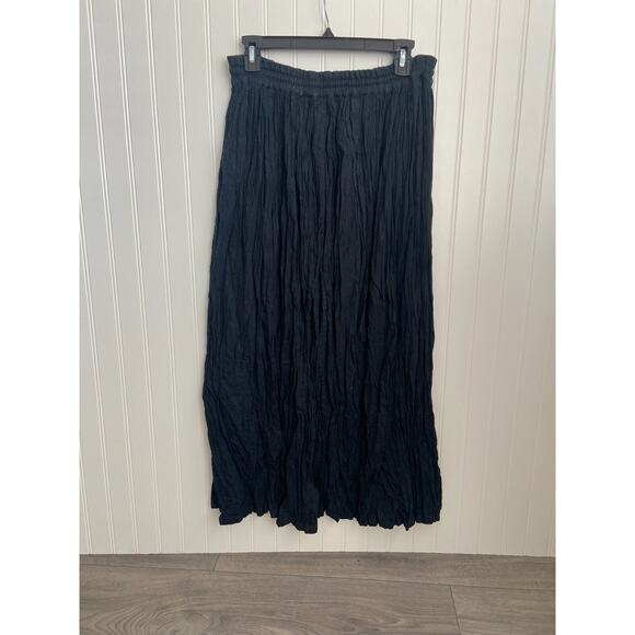 Hunt Club Madi Skirt Women's M Navy Cotton/Flax Crinkle Vintage Western Boho - Picture 4 of 4